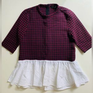 Zara plaid ruffle hem top (size XS)
